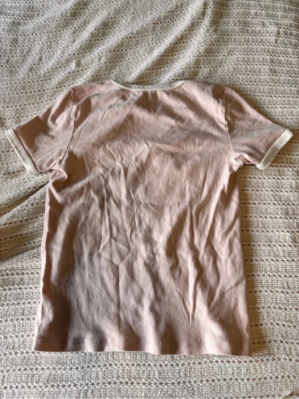 Brandy Melville Light Pink Ringer Tee with White '44' Graphic
